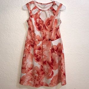 SOLD Calvin Klein 8 Caged Fit & Flare Floral Dress